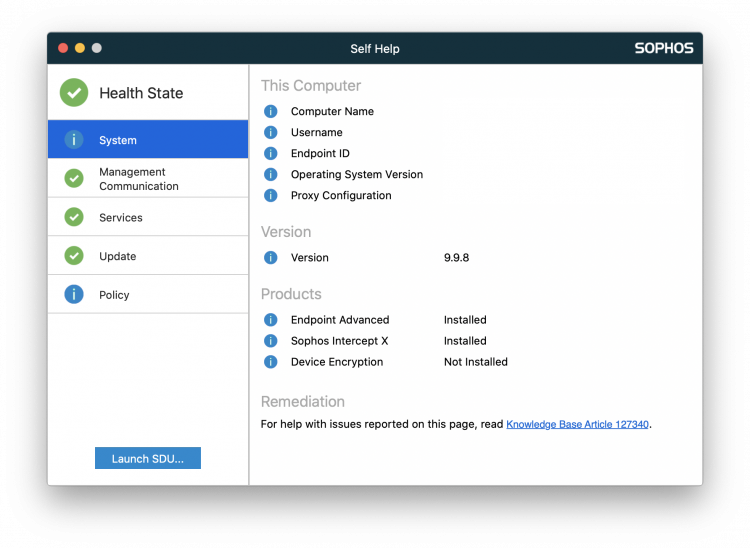 sophos self help tool