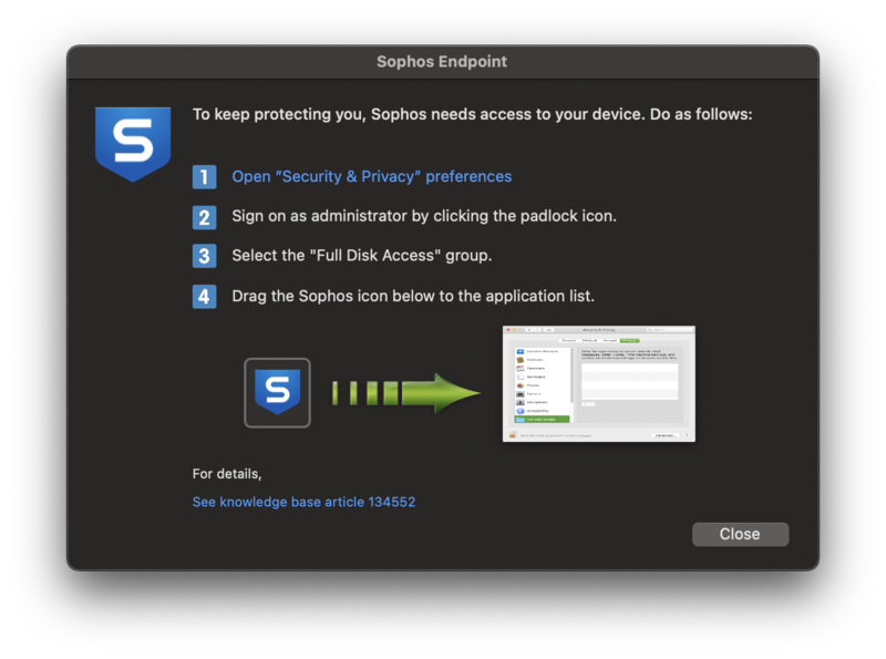 Sophos Full Disk Access