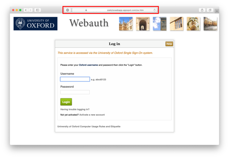 WebAuth spoofed page