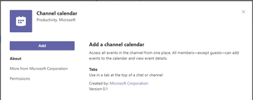 For illustration only: Teams channel calendar screenshot